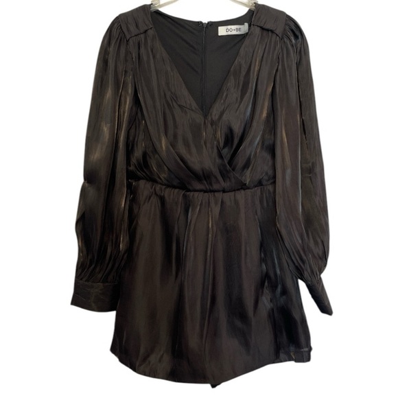 do+be Long Sleeve Faux Wrap‎ Romper Black size Small NWT - Picture 1 of 8